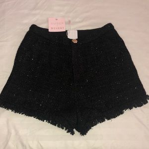 NWT Meshki Black Tweed Shorts